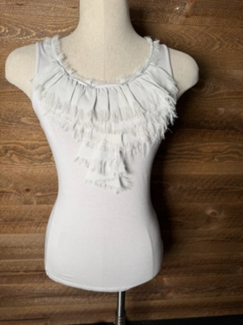 The Limited Light Gray Ruffle Detail Tank, Size XS